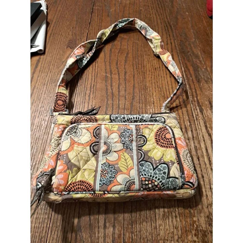 Vera Bradley Quilted Floral Purse Bag Green Blue Brown Cream Fixer Upper READ